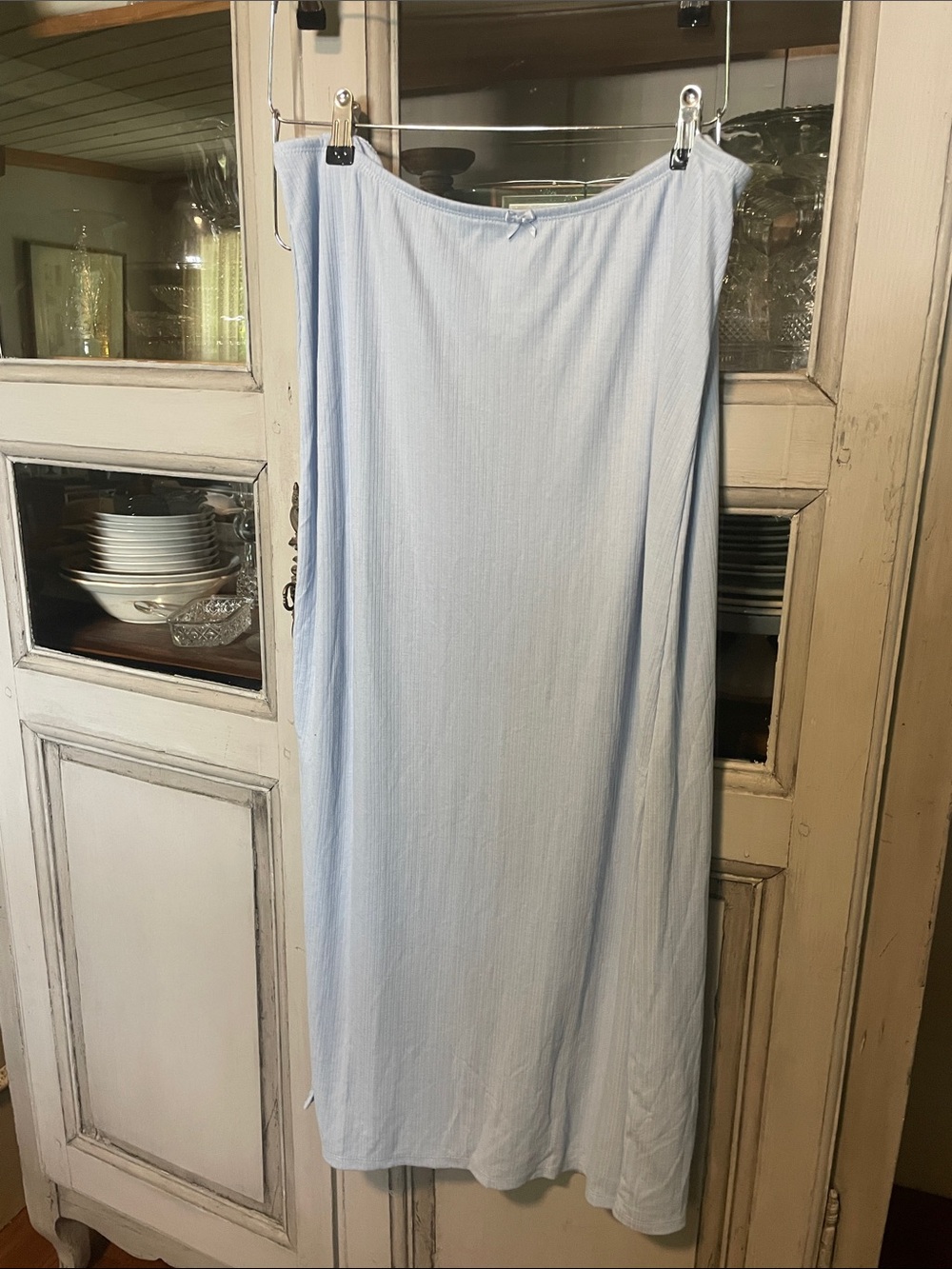 New Never Worn-Auden Pale Blue Maxi Skirt with Bow Waist Detail